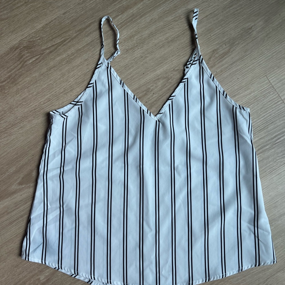 Striped strappy tank top